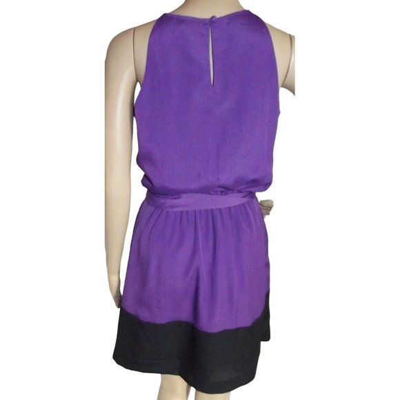 EXPRESS X-Small Purple & Black Sleeveless Keyhole Elastic Waist Dress (XS 0-2) - Picture 7 of 10